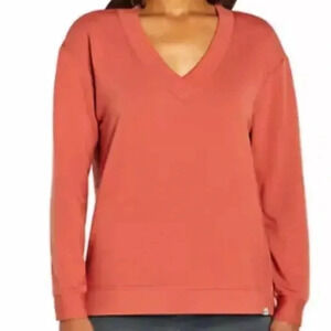 Orvis Women's V-Neck Sweater in Coral